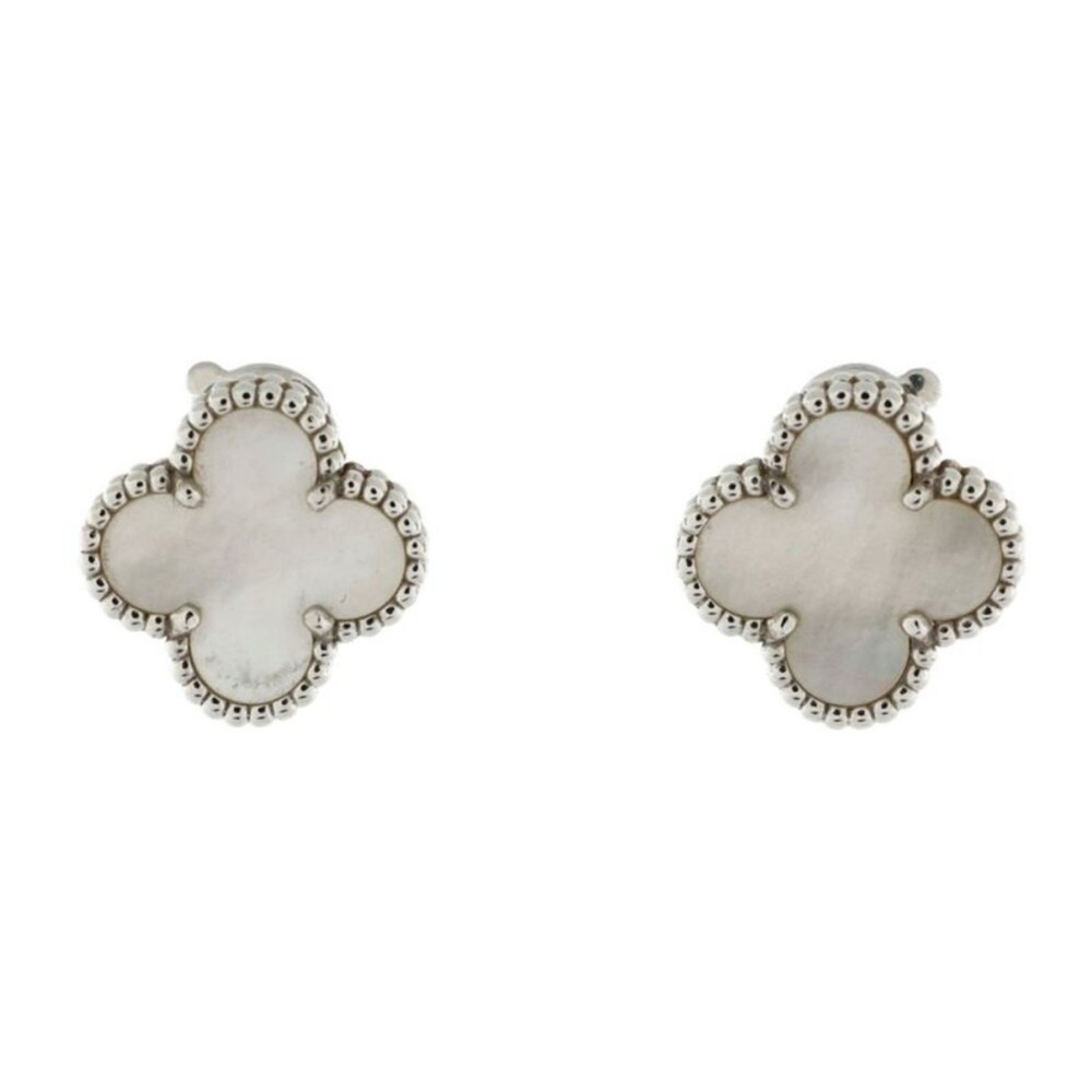 Elegant Silver and White Clover Earrings